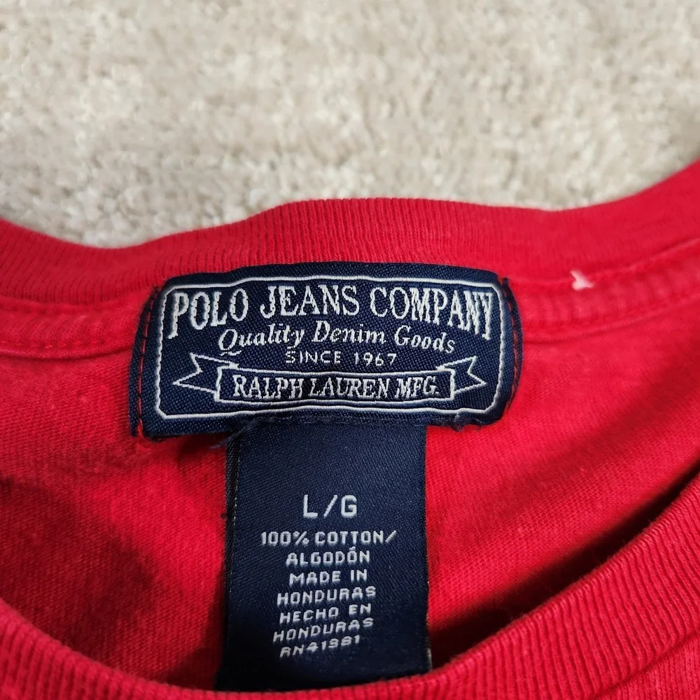 Vintage Ralph Lauren Shirt Men‎ Large Polo Jeans Y2K Spellout Red 67 90s